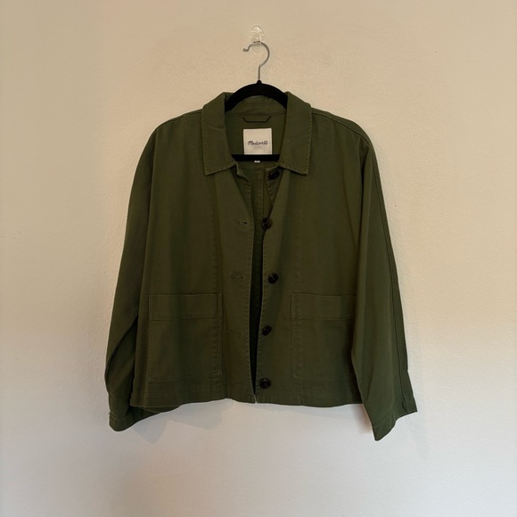 Madewell Drapey Pomeray Chore Jacket Green Military - Picture 3 of 7